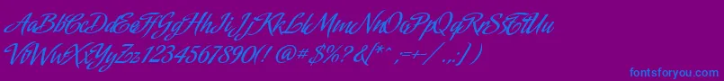 Amorinda Font – Blue Fonts on Purple Background