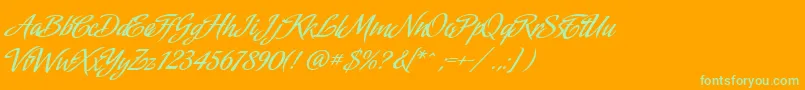 Amorinda Font – Green Fonts on Orange Background