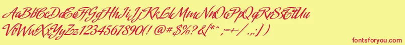 Amorinda Font – Red Fonts on Yellow Background