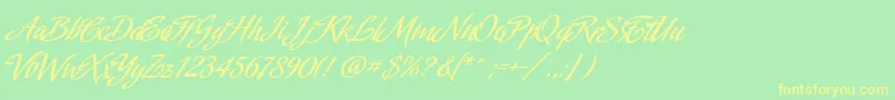 Amorinda Font – Yellow Fonts on Green Background