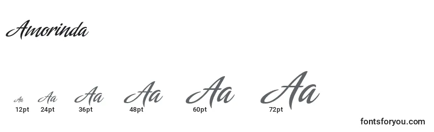 Размеры шрифта Amorinda