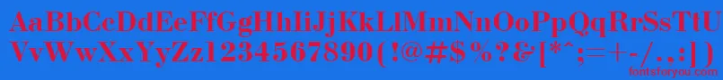 フォントBodonicttBold – 赤い文字の青い背景