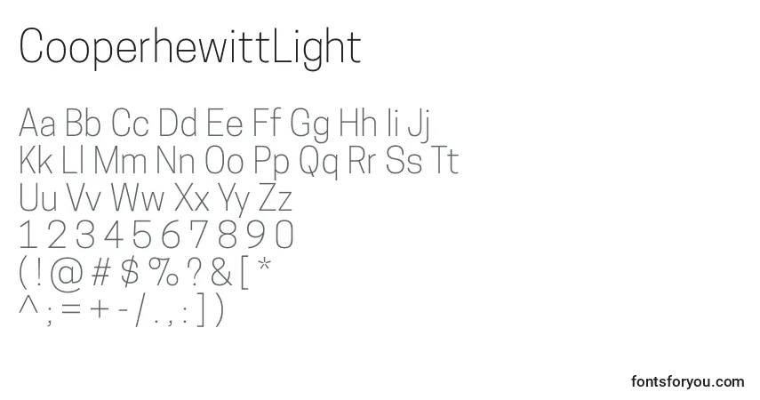 Schriftart CooperhewittLight – Alphabet, Zahlen, spezielle Symbole