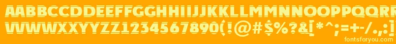 PlakattitulhlstrExtrabold-Schriftart – Gelbe Schriften auf orangefarbenem Hintergrund