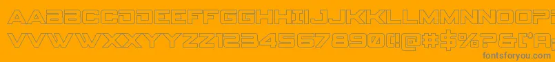 Spyagencyv3out-fontti – harmaat kirjasimet oranssilla taustalla