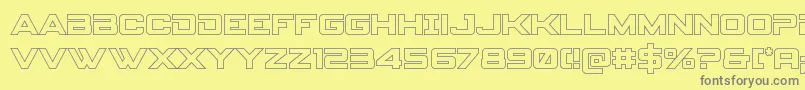 フォントSpyagencyv3out – 黄色の背景に灰色の文字
