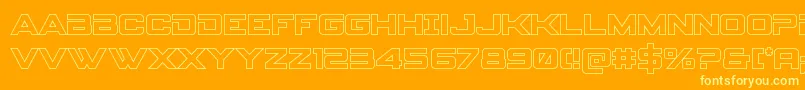 Spyagencyv3out-fontti – keltaiset fontit oranssilla taustalla