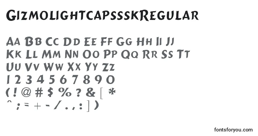 Czcionka GizmolightcapssskRegular – alfabet, cyfry, specjalne znaki