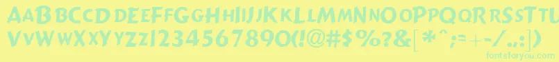 GizmolightcapssskRegular Font – Green Fonts on Yellow Background