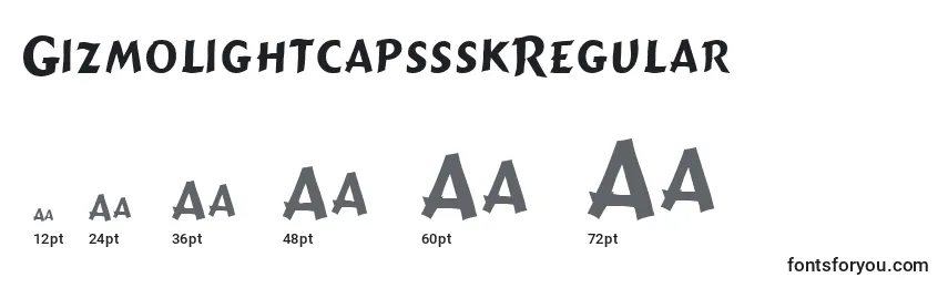 Размеры шрифта GizmolightcapssskRegular