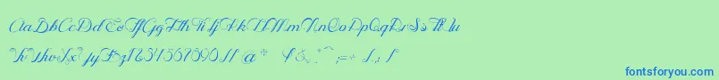 OphРІliaScriptLight Font – Blue Fonts on Green Background