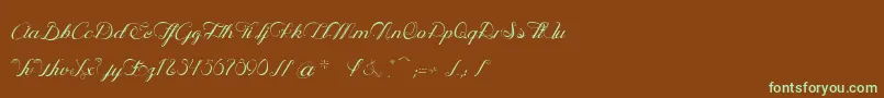 OphРІliaScriptLight Font – Green Fonts on Brown Background