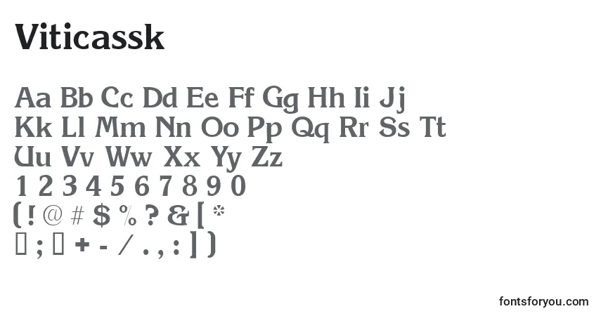 Schriftart Viticassk – Alphabet, Zahlen, spezielle Symbole