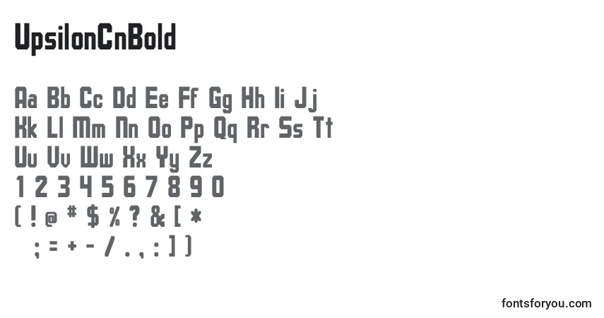 Czcionka UpsilonCnBold – alfabet, cyfry, specjalne znaki