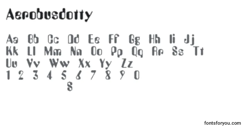 Schriftart Aerobusdotty – Alphabet, Zahlen, spezielle Symbole