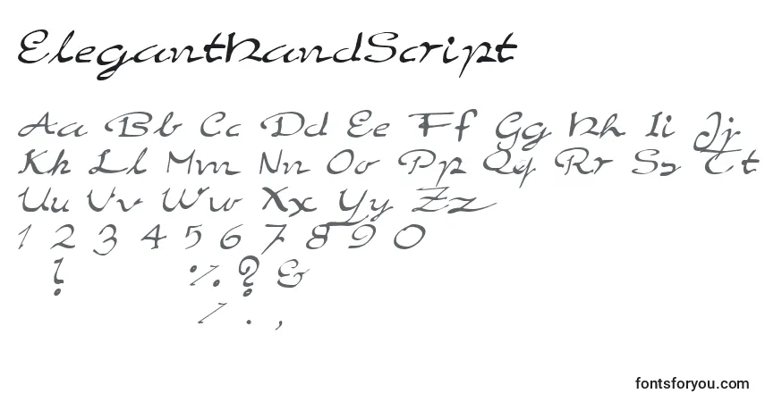 Schriftart ElegantHandScript (117236) – Alphabet, Zahlen, spezielle Symbole