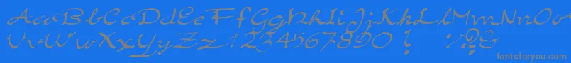 Fonte ElegantHandScript – fontes cinzas em um fundo azul