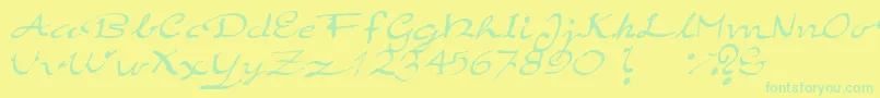 Fonte ElegantHandScript – fontes verdes em um fundo amarelo