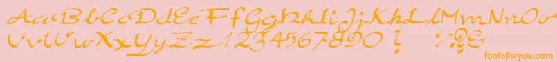 ElegantHandScript-Schriftart – Orangefarbene Schriften auf rosa Hintergrund