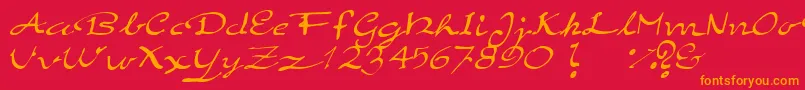 ElegantHandScript-fontti – oranssit fontit punaisella taustalla