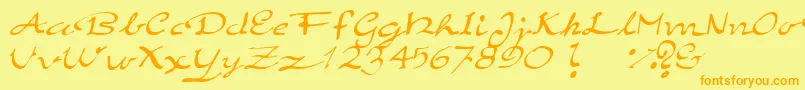 ElegantHandScript-Schriftart – Orangefarbene Schriften auf gelbem Hintergrund