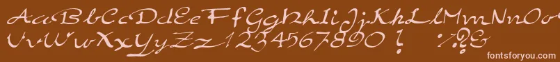 ElegantHandScript-fontti – vaaleanpunaiset fontit ruskealla taustalla