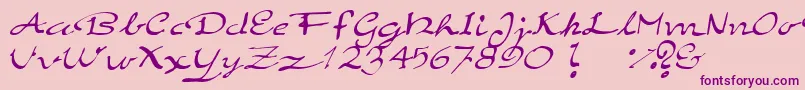 Fonte ElegantHandScript – fontes roxas em um fundo rosa