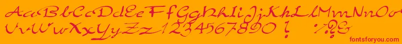 フォントElegantHandScript – オレンジの背景に赤い文字