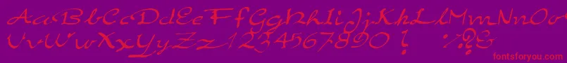 フォントElegantHandScript – 紫の背景に赤い文字