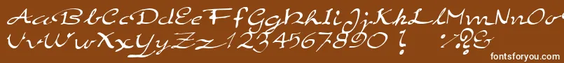 ElegantHandScript-fontti – valkoiset fontit ruskealla taustalla