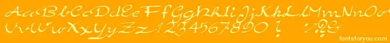 ElegantHandScript-Schriftart – Gelbe Schriften auf orangefarbenem Hintergrund