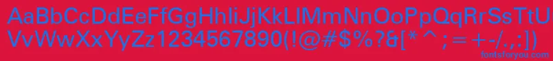 フォントZurichBt – 赤い背景に青い文字