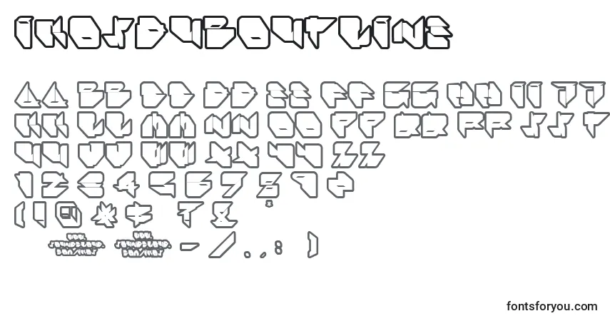 A fonte IkosDubOutline – alfabeto, números, caracteres especiais