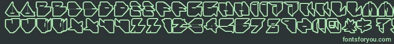 IkosDubOutline-fontti – vihreät fontit mustalla taustalla