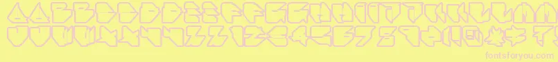 IkosDubOutline Font – Pink Fonts on Yellow Background