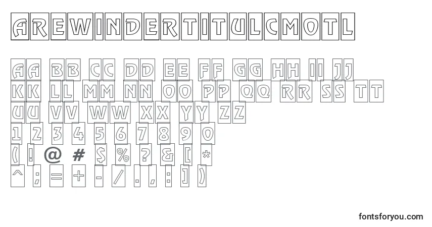 A fonte ARewindertitulcmotl – alfabeto, números, caracteres especiais