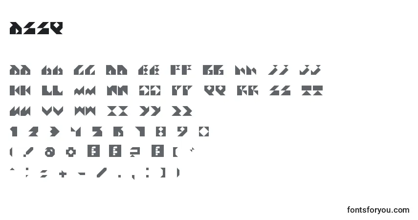 Czcionka Assq – alfabet, cyfry, specjalne znaki
