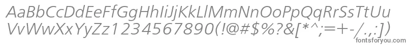 FreesetcItalic-fontti – harmaat kirjasimet valkoisella taustalla