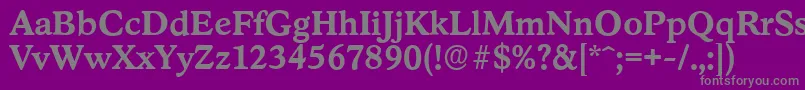 フォントStratfordserialBold – 紫の背景に灰色の文字