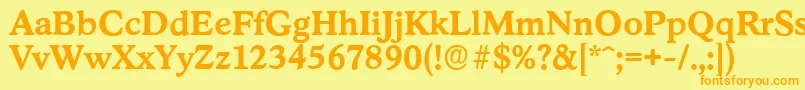 フォントStratfordserialBold – オレンジの文字が黄色の背景にあります。