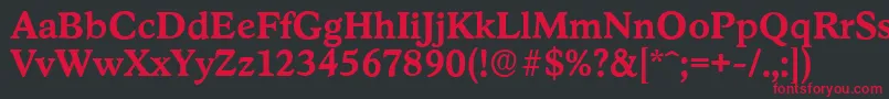 フォントStratfordserialBold – 黒い背景に赤い文字