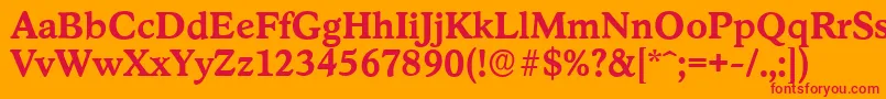 フォントStratfordserialBold – オレンジの背景に赤い文字