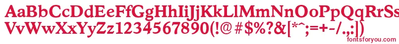 フォントStratfordserialBold – 白い背景に赤い文字