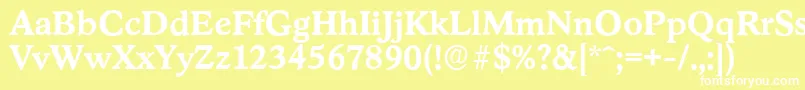 フォントStratfordserialBold – 黄色い背景に白い文字