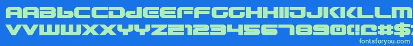 Gunship ffy Font – Green Fonts on Blue Background