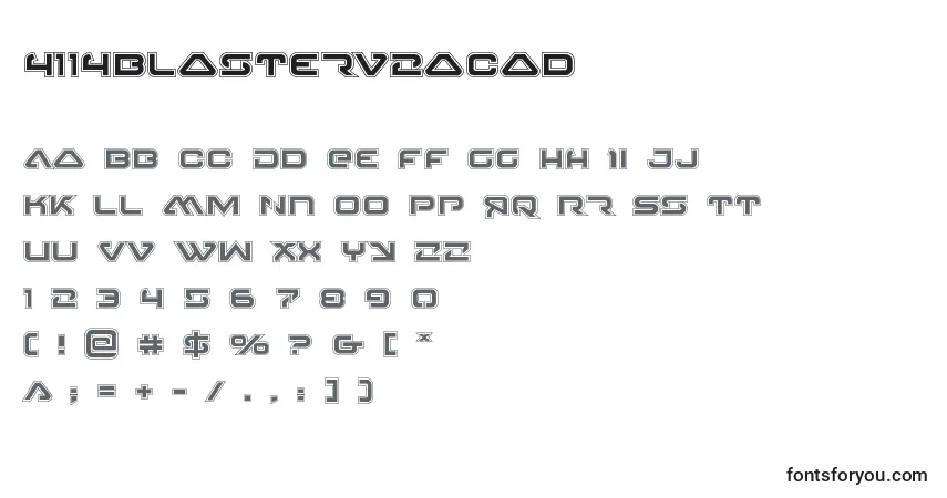 A fonte 4114blasterv2acad – alfabeto, números, caracteres especiais