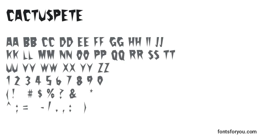 Шрифт Cactuspete – алфавит, цифры, специальные символы
