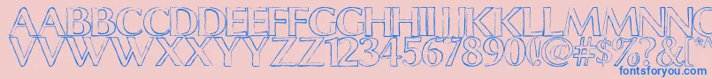 ChalklineOutline-Schriftart – Blaue Schriften auf rosa Hintergrund