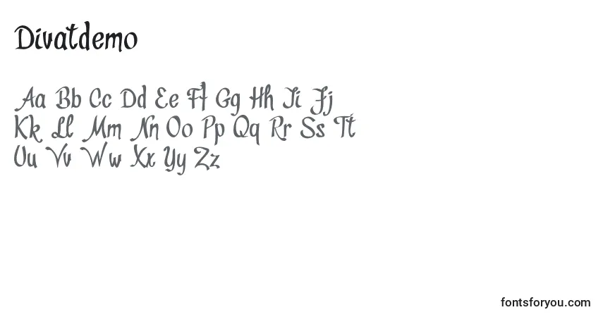 Schriftart Divatdemo (117259) – Alphabet, Zahlen, spezielle Symbole