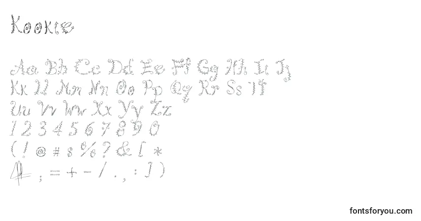 Czcionka Kookie – alfabet, cyfry, specjalne znaki